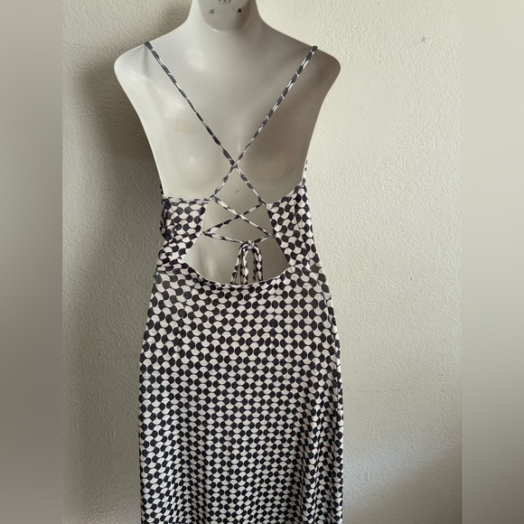 VRG Girl Don't Look Back Black & White Geometric Pattern Dress 10 - Picture 8 of 16